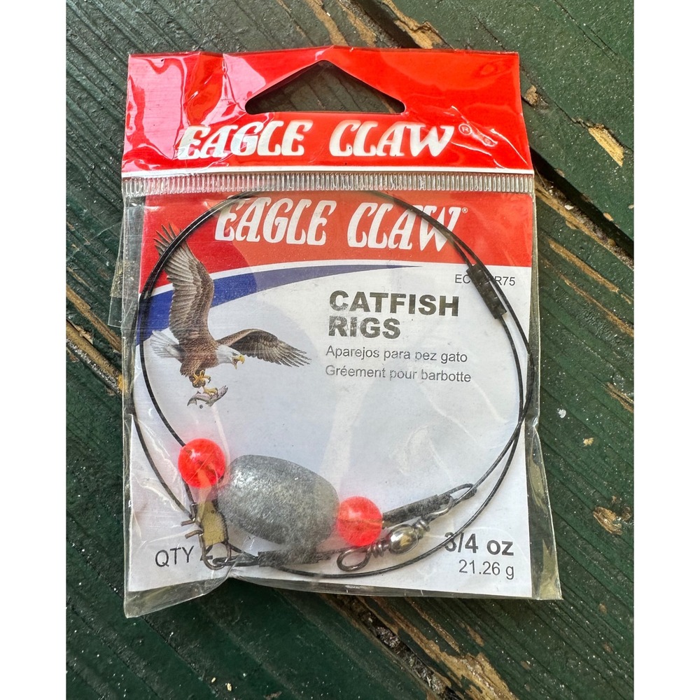 Eagle Claw Catfish Rig ECCTFR75 3/4 oz Egg Sinker Red Beads Fishing Tackle